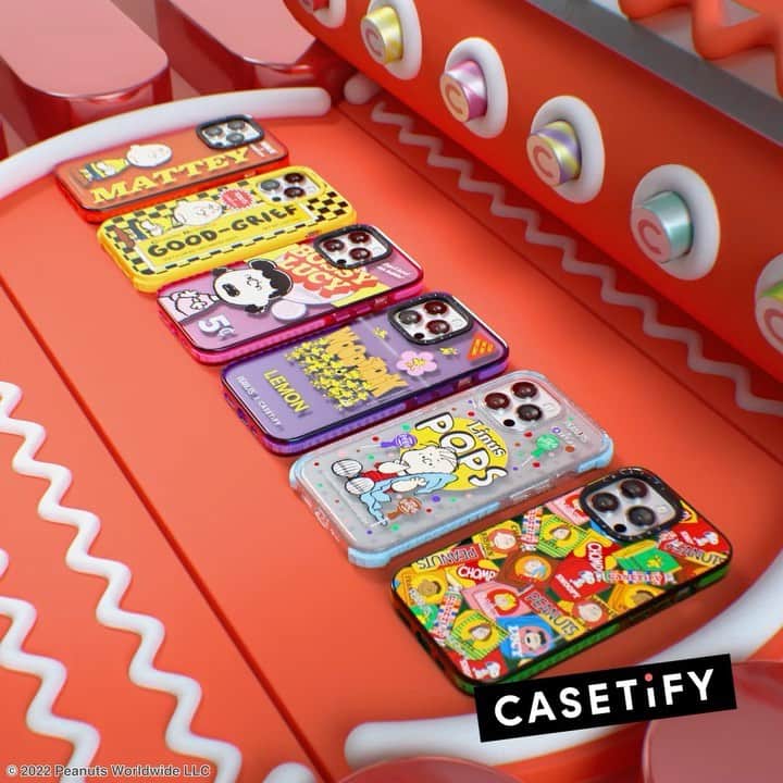 スヌーピーのインスタグラム：「#PeanutsxCASETiFY is here! A collection that sparks childhood nostalgia and celebrates friendship, this special collaboration with @casetify draws inspiration from colorful retro candy shops. Click the link in bio to shop now!」