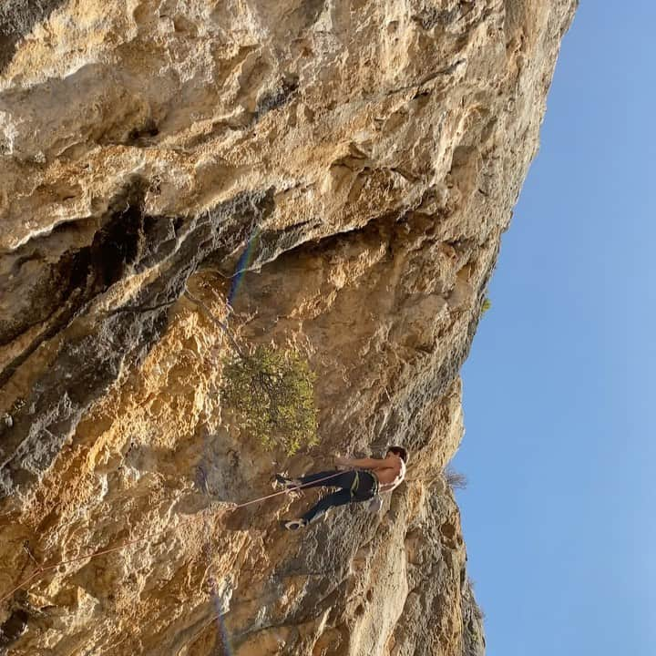 ドメン・スコフィッチのインスタグラム：「The End 8c+ (FA) ✔️  New 5 ⭐️ route in Medveja bolted and named by @andreapolo_it 🙏🏻  Thanks to my crew @kruderjernej @iprimc @klmnkejzar @gabrielegorobey @cristiandanzul for support 👊 was a good day 😎 . @redbull #givesyouwings @redbullsi @adidasterrex @fiveten_official @pazi.to @postanivojak @rehabocenter @climbing_ranch」