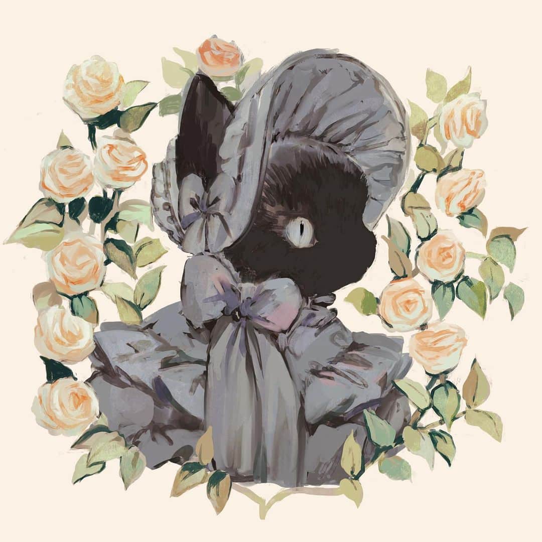 のインスタグラム：「#illustration #blackcat #whitecat」