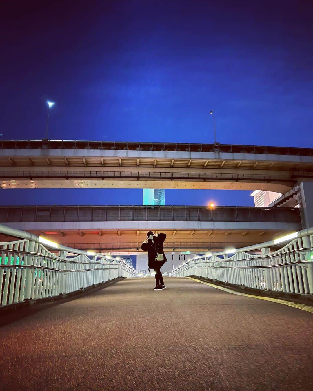 りりりのインスタグラム：「🌃🌃🌃 ･ ･ ･ ･ これがエモいってことですか、、❓❓😌 この前神戸に行ってきてん^^* それで綺麗なところ通ったから友達に撮ってもらったーーーーー🥰 これからももっと綺麗な場所で写真撮りたいな〜♡♡ オシャレなインスタグラマーに慣れるように頑張ります🥸🥸  #オシャレ  #夜景  #電車 #女   #りりり  #橋  #ライト  #ライトアップ  #イルミネーション  #夜空  #インスタグラマー  #スキニー  #ピース    オシャレなハッシュタグ付けまくってみました。」