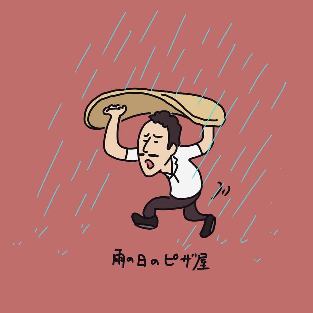 秋山寛貴さんのインスタグラム写真 - (秋山寛貴Instagram)「●🍕 #雨の日の #ピザ屋 #突然降ってきた #ちょうど伸ばしてた生地 #傘代わりに小走り 　 #絵#イラスト#落書き#ラクガキ#漫画#マンガ#ドローイング#アプリ#medibangpaint#メディバンペイント #ipadpro #illustration#manga#art#artwork#arthubfriends」2月2日 0時42分 - hanaconoakiyama
