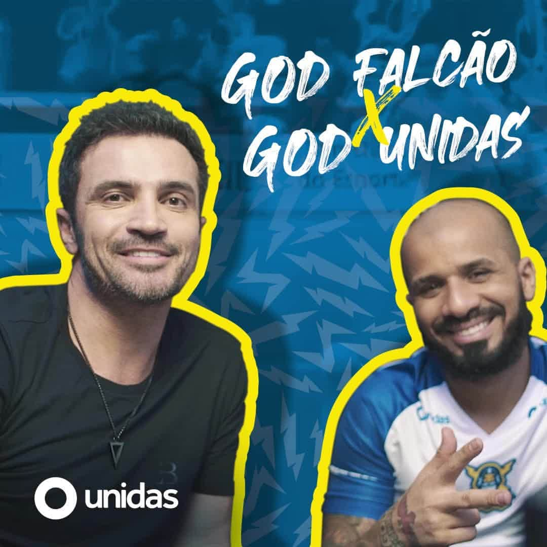 アレッサンドロ・ローザ・ヴィエイラのインスタグラム：「O @falcao12oficial foi à Gaming House da @god.unidas e foi demais! 🎮 👑  Além de conhecer o time e bater um papo bem legal, teve ainda um duelo entre esses craques e, no final, rolou um convite muito especial do rei do futsal aos deuses do Olimpo!  Quer saber quem ganhou esse 2v2? 🔥   Acesse o canal da Unidas no Youtube pelo link na bio e confira!  #Unidas #VamosJuntos #FreeFire」