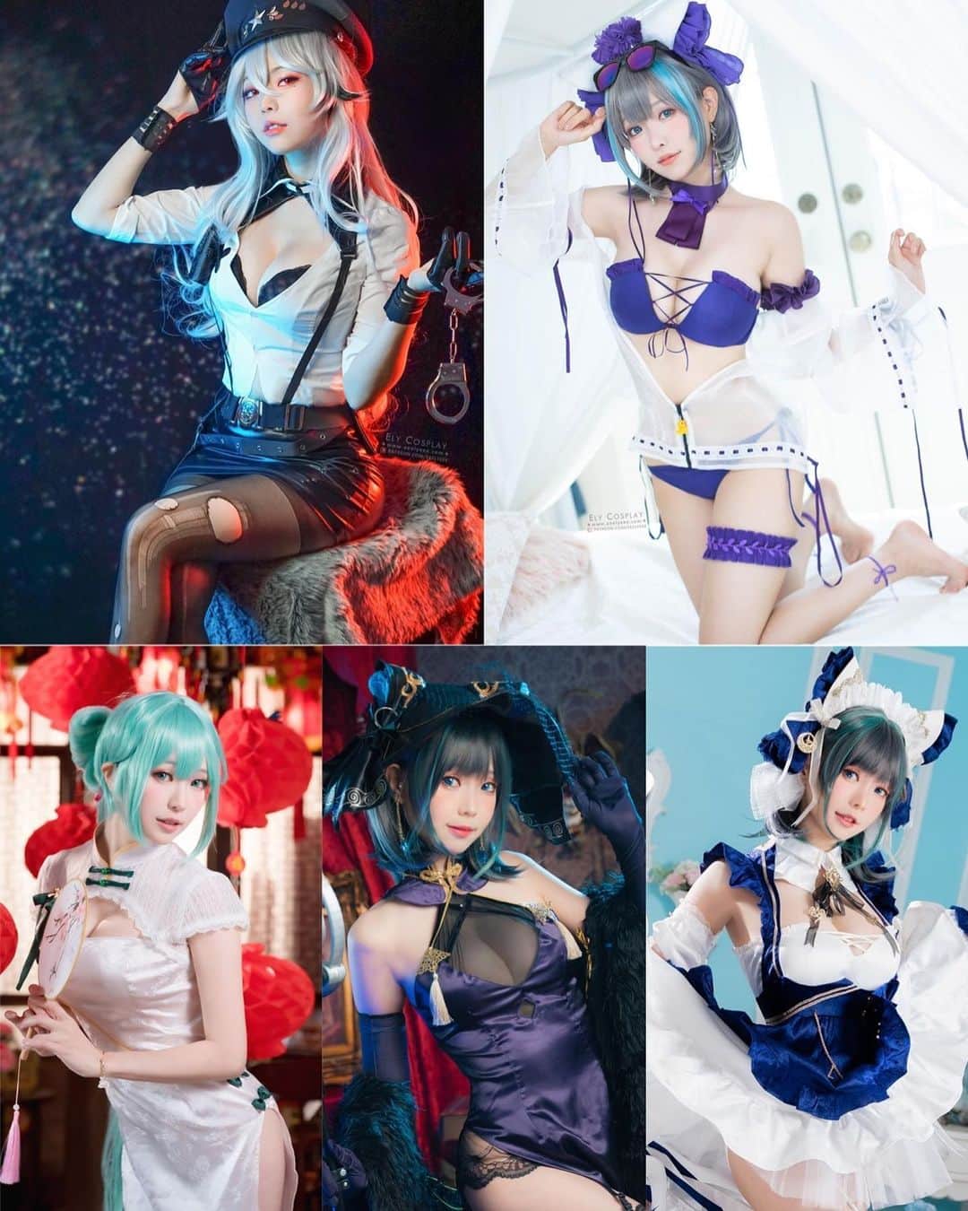 Elyさんのインスタグラム写真 - (ElyInstagram)「Announcement for Feburary ✨ In this month, we have characters of my love from AzurLane💙 🎁Hatsune Miku photo set as extra reward, will be sent to all Patreסn subscriber in this February.♡ More photo set : 𝑳𝒊𝒏𝒌 𝒊𝒏 𝒃𝒊𝒐  ♡ ♡ ♡ 今月のfantia写真セット公開しました！ チェシャー ♪ 音楽絢爛ケットシー  ♡ ♡ ♡ "柴郡也来献唱一曲吧!~♪" E子來公開2月的造型囉!!✨ 這個月收錄了E子心心念念想出又喜愛已久的碧藍航線角色💙 🎁新年氣氛的初音旗袍 韶華Ver.會送給這個月所有訂閱者! 詳細在自介❣️」2月3日 13時27分 - eeelyeee