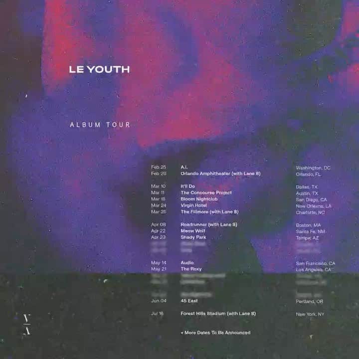 ル・ユースのインスタグラム：「tickets for the “Reminders” album tour are officially on sale now!!  follow the link in bio or head to leyouth.com for tickets ✌🏼  so excited to see you all and for you to hear the new music. here’s a sneak peak 😉」