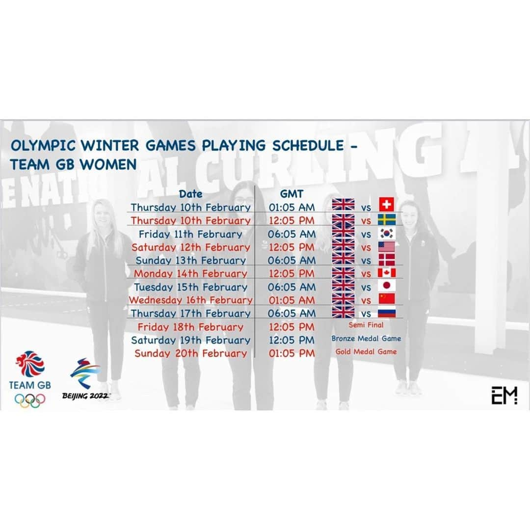 イブ・ミュアヘッドのインスタグラム：「Olympic schedule with GMT playing times for everyone back home! Can't wait to get started! ✨🇬🇧」