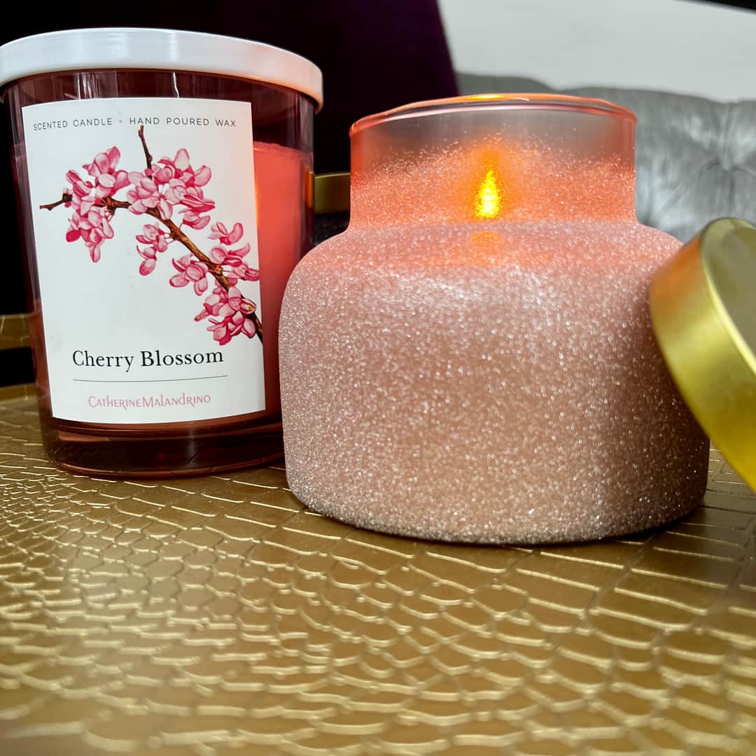 キャサリンマランドリーノのインスタグラム：「Enjoy the aroma of spring all year round with our hand poured Cherry Blossom scented candle ​​​​​​​​ #CatherineMalandrino #Blossomseason #CMhome」