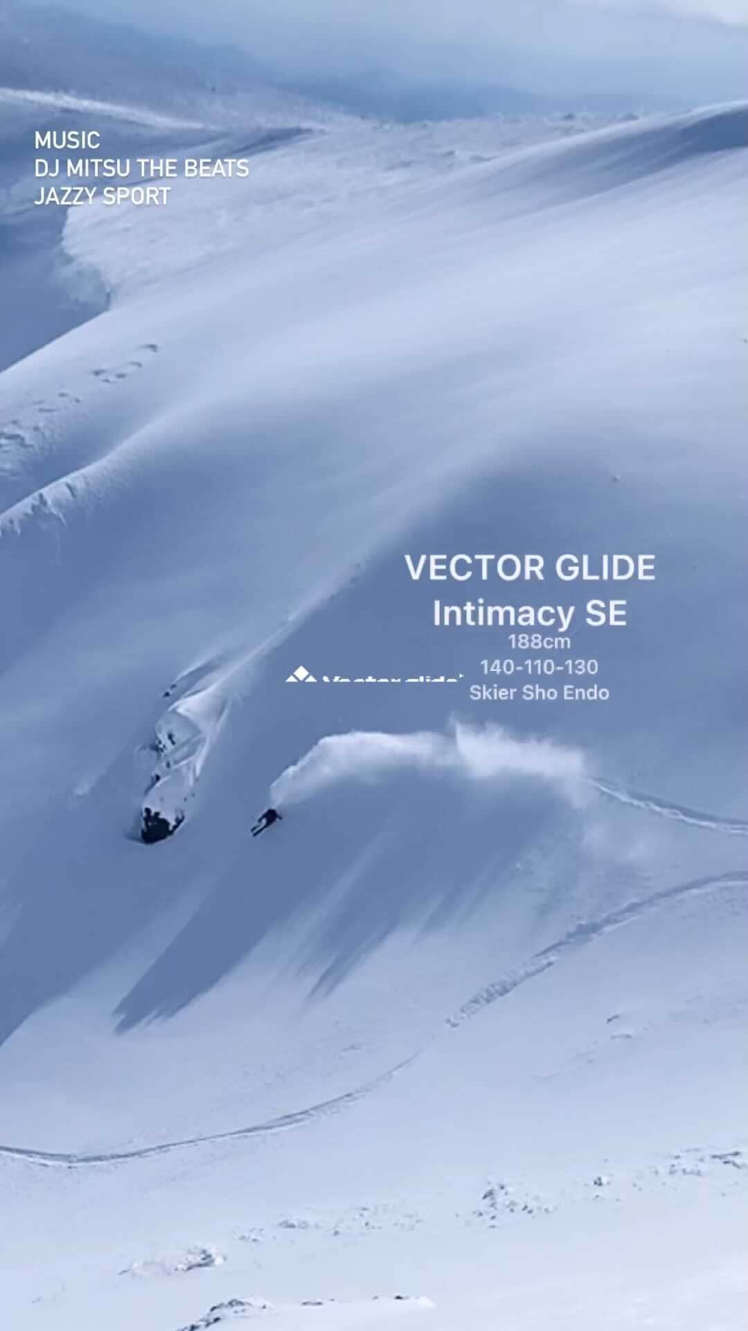 遠藤尚のインスタグラム：「爆風雪の中登り光を待ってドロップイン。 緊張感ある一本。 安定したベースにロッカーを加え、スイングバランスの良いスキー。 バタートリックや、スイッチランディングも◎ 無限に遊べるパートナー。 #backcountry  #バックカントリースキー #japow  #tohoku  #宮城自然 Signature model  VECTOR GLIDE "Intimacy SE"(Sho Endo) @vector_glide  @whitetime_tokyo   music @mitsu_the_beats  @jazzysport.tokyo   #intimacy #intimacySE #何ティマシー集まるかな？ #来年はインティマ会 #音楽とスポーツ #宮城蔵王  #touhoku  #バックカントリースキー #vectorglide  #patagonia  #patagoniasendai  #pow #protctourwinters  #ここにある雪を未来に #jazzysport」