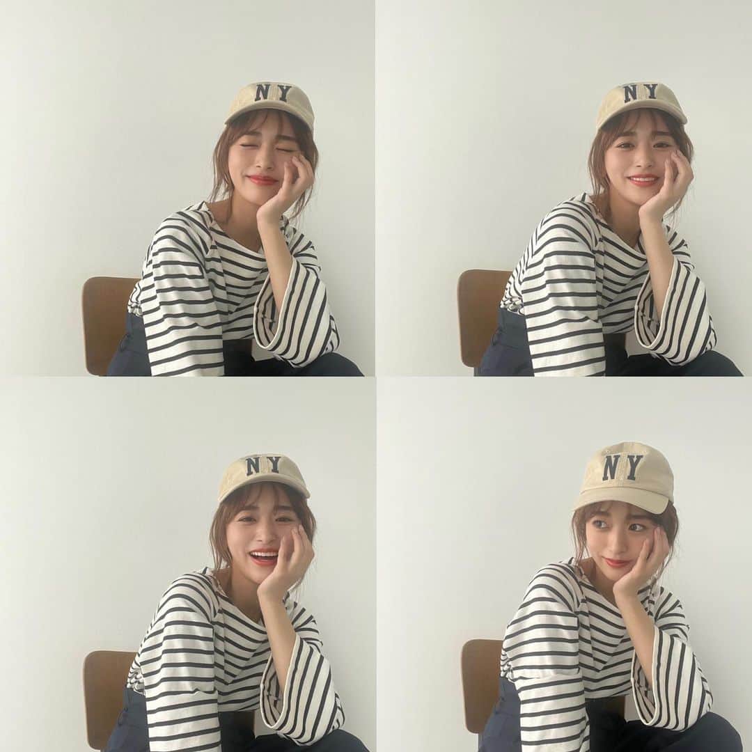 近藤千尋のインスタグラム：「手の位置はずっとそこなのね。笑😂 #手の癖  春、夏服の撮影が増えてきたね💕 今日は少し温かい気候で 気持ちよかった〜✨🥰☀️  明日は朝からラヴィット見てね📺🐰  なんのランキングかなぁ〜🤍🤍🤍」