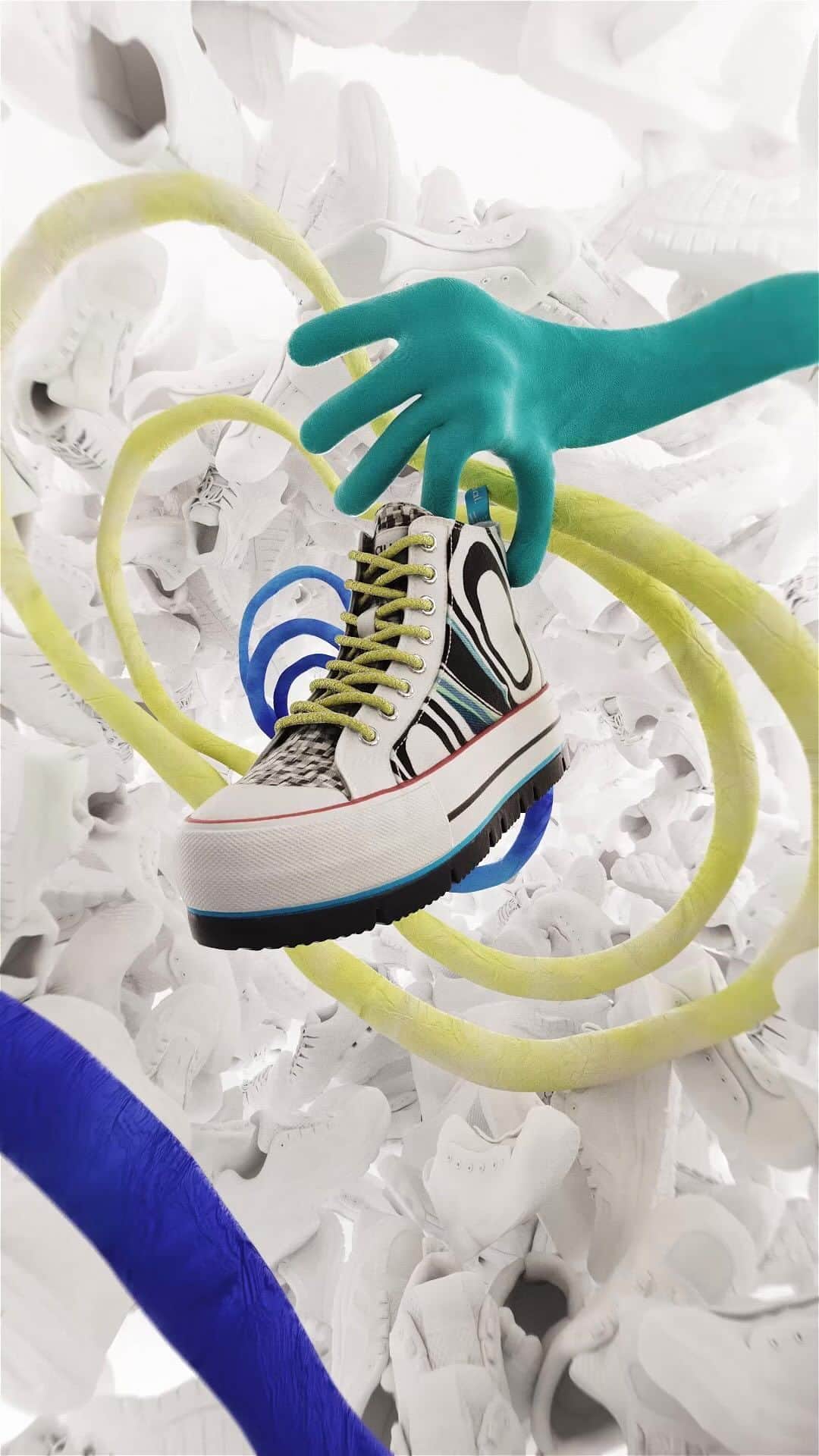 デシグアルのインスタグラム：「@desigual's new sneakers collection is NOT THE SAME ❌ Not the norm. Not typical. Not ordinary. The most unexpected combination of sneakers & boots! 📹 @olimpic.tv」