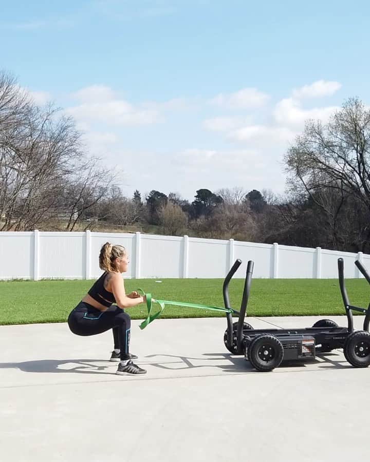 Tianna Gregoryのインスタグラム：「Beautiful day for some outdoor sled workouts 🔥」