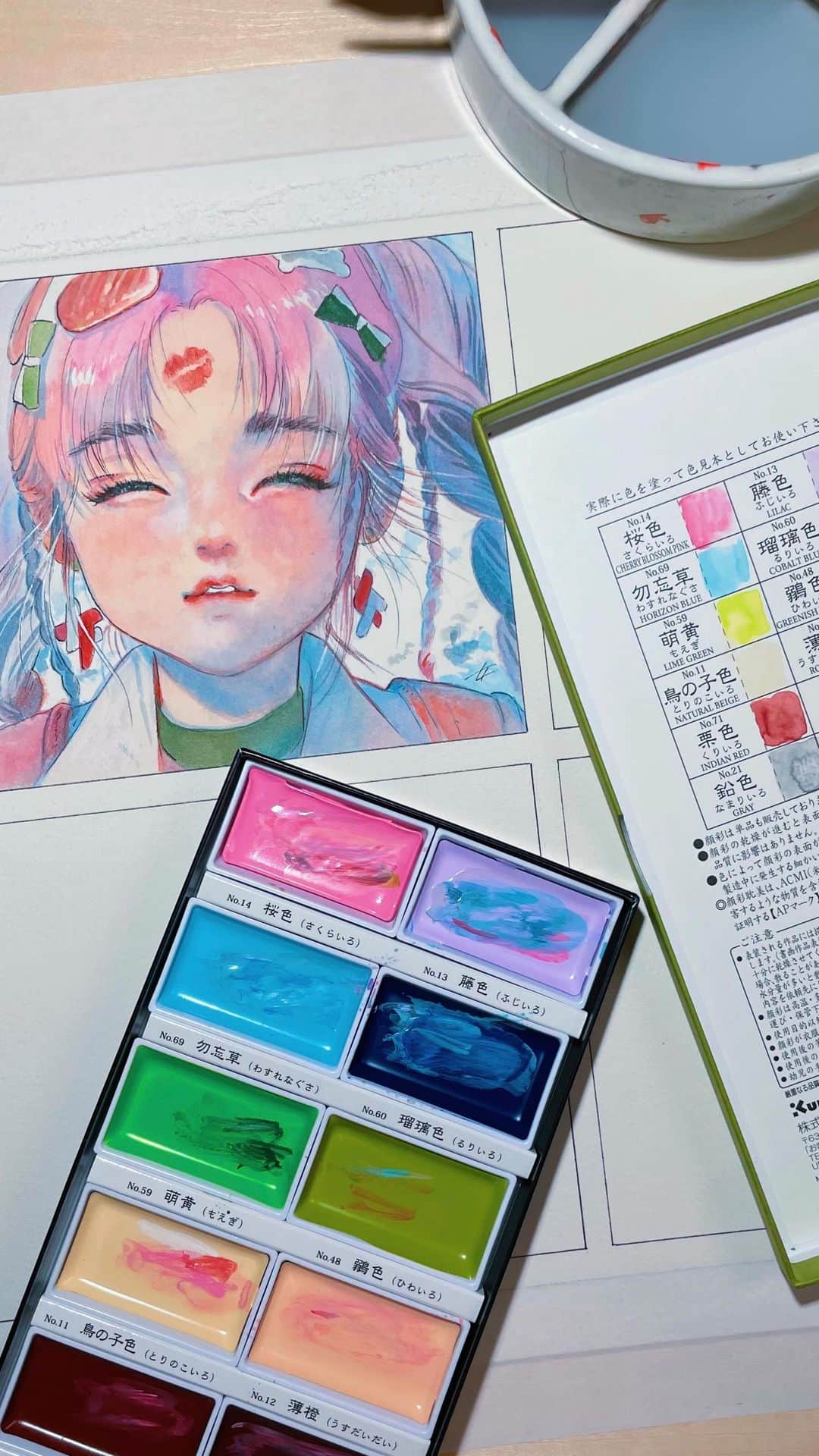 門小雷のインスタグラム：「New post on Patreon⚡️  “Forehead Kiss” Full Drawing Process + Tools List 🎨 www.patreon.com/posts/62633454」