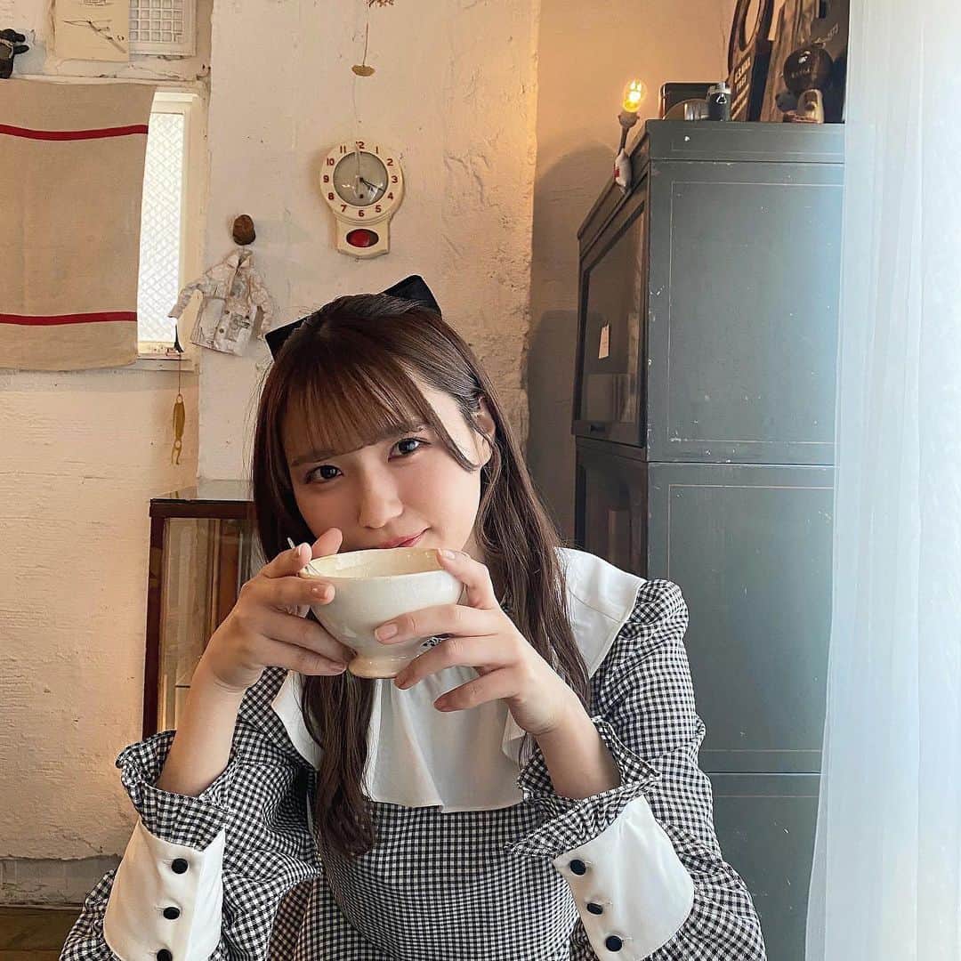 のインスタグラム：「可愛すぎるトップス🐈‍⬛🎀 　　　　　 　　　　　 #treatürself #treaturself #今日のらぶこーで  #フレンチガーリー #フレンチガーリーコーデ  #名古屋カフェ #愛知カフェ #カフェ #カフェ巡り」