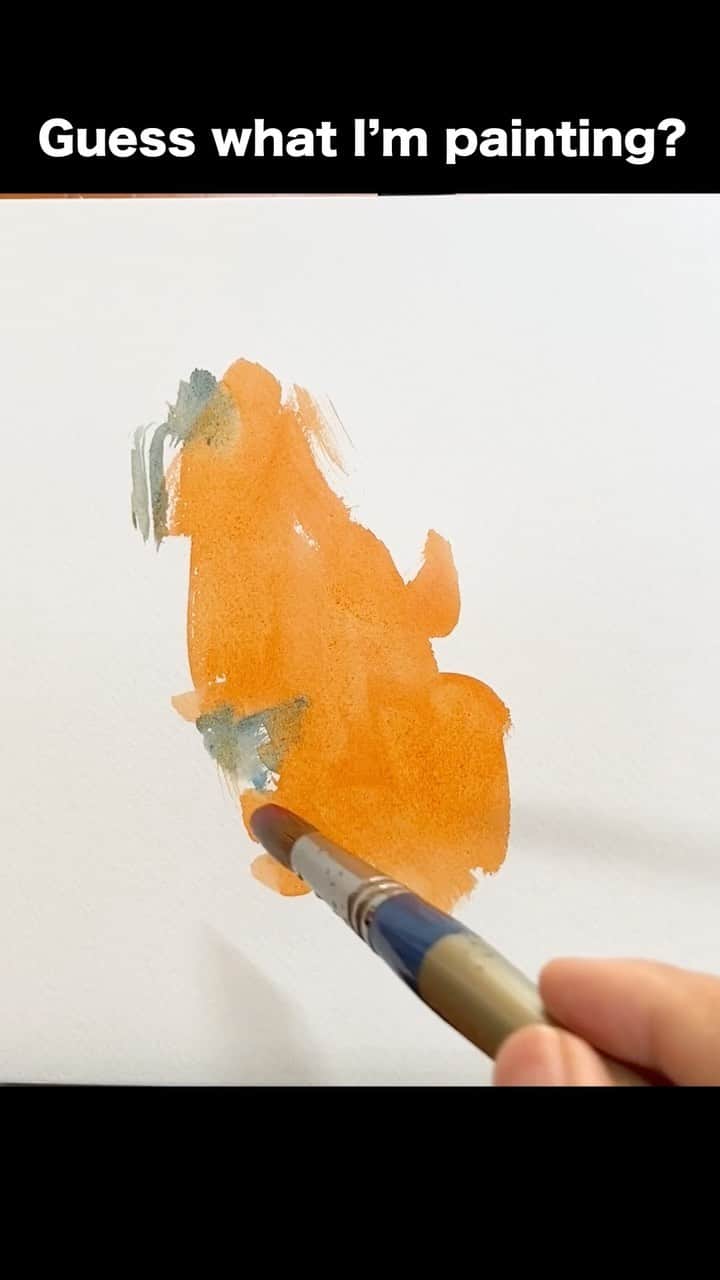 柴崎春通のインスタグラム：「Guess what I’m painting? 何を描いているでしょう？あててみてね🤗  YouTube : Watercolor by Shibasaki  https://youtu.be/UoENQTAiqZI  #shiba_watercolor #watercolor #watercolorpainting #painting #drawing #youtube #水彩 #水彩画 #描いてみた」