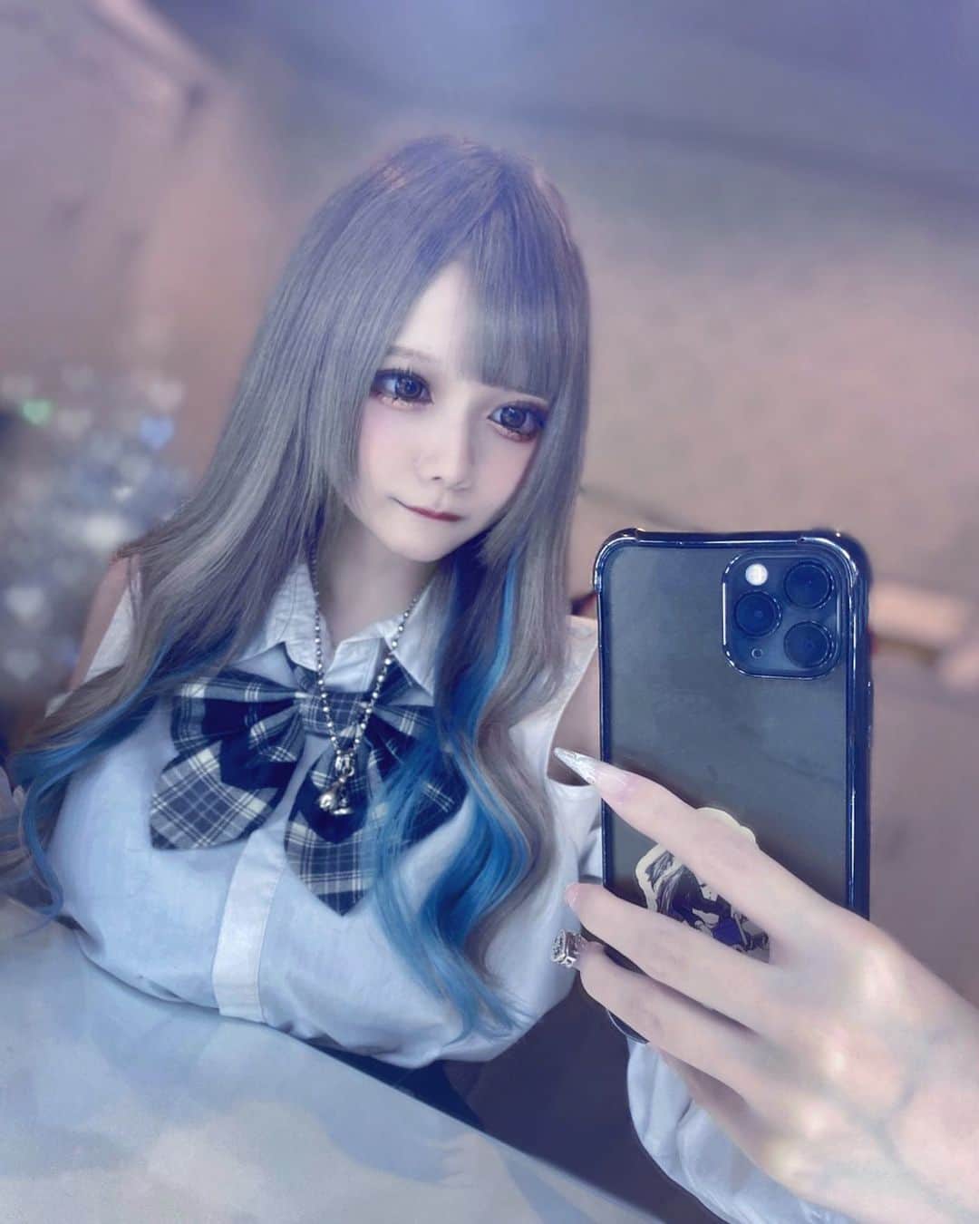 あめはねむいのインスタグラム：「エクステさらさら 前髪も触覚もかわいくしてくれて天才 -⁽ -´꒳`⁾-」