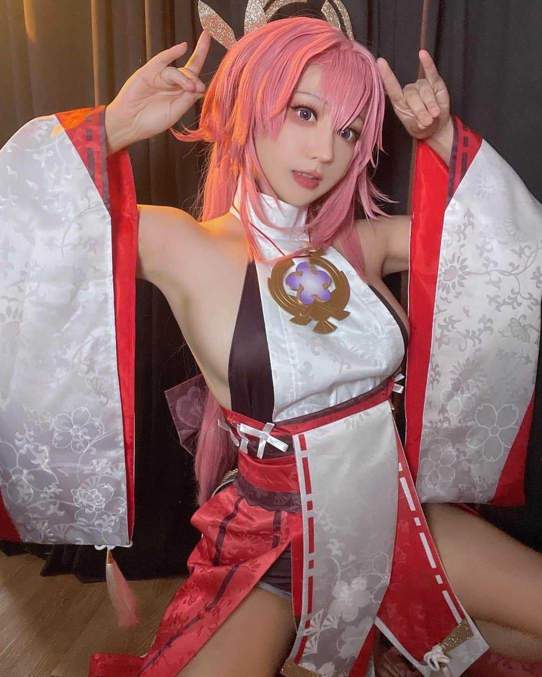千尋のインスタグラム：「大家都抽到八重神子了嗎❤️❤️  原神 八重神子  #Genshin #YaeMiko #原神 #八重神子」