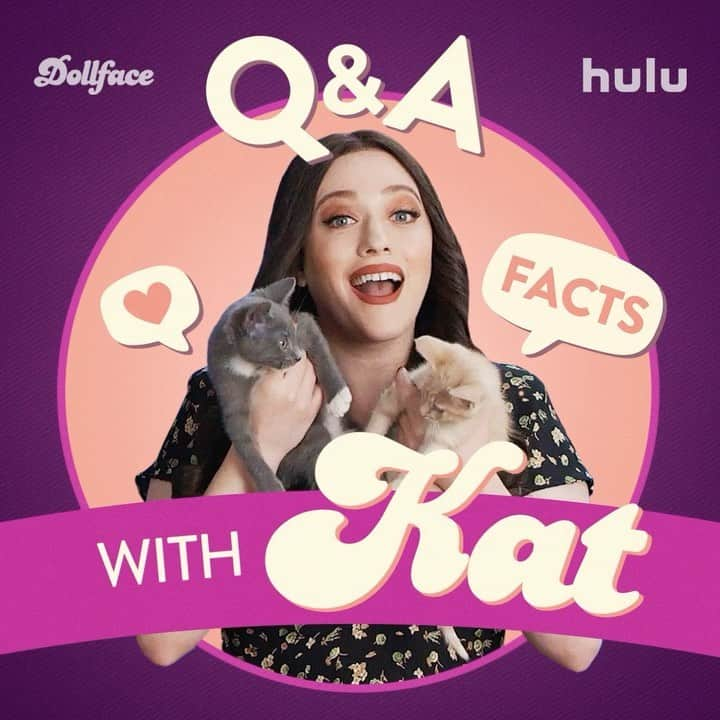 カット・デニングスのインスタグラム：「It’s Kittens and Kat! What more could you want on #NationalLoveYourPetDay? 😻 @katdenningsss and some of our furry friends are here to answer questions about Season 2 of #Dollface」