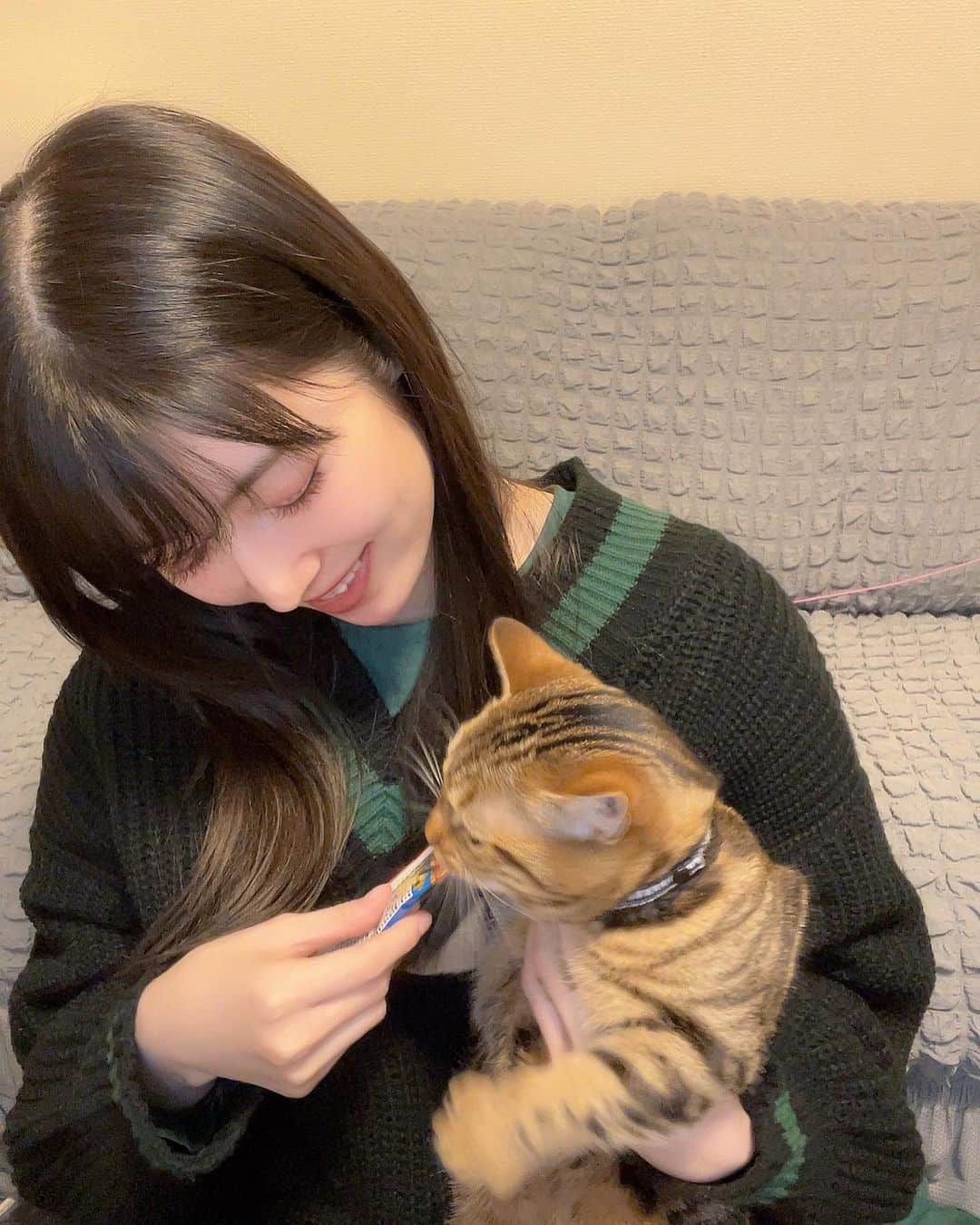 日下部美愛さんのインスタグラム写真 - (日下部美愛Instagram)「撮るのにとても苦戦した2ショットです #猫の日 #にゃんにゃんにゃんの日   #猫 #cat #고양이 #マンチカン #photo #japan #model #me #hair #fashion #selfie #makeup  #followme #instagood #camera #instadaily #dailylook」2月22日 21時21分 - miakusakabe_official