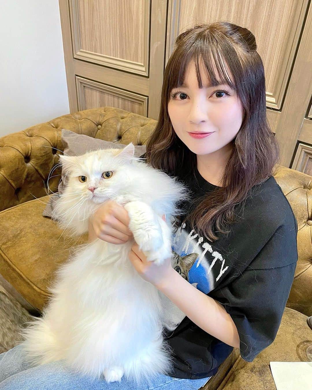 廣川奈々聖のインスタグラム：「#すずめとうなぎ × #luvistrue の コラボアイテムの モデルをさせて頂きました！🐈🍒 ⁡  ⁡ どのアイテムも可愛すぎた〜！ ⁡ このアイテムの売上の一部は 動物保護団体に寄付されるそうです ¨̮ 💐 ⁡  ⁡ 是非チェックしてみてね♡♡ ⁡  ⁡ #猫の日 #ねこの日 #猫カフェ #猫カフェmocha #スーパーねこの日」