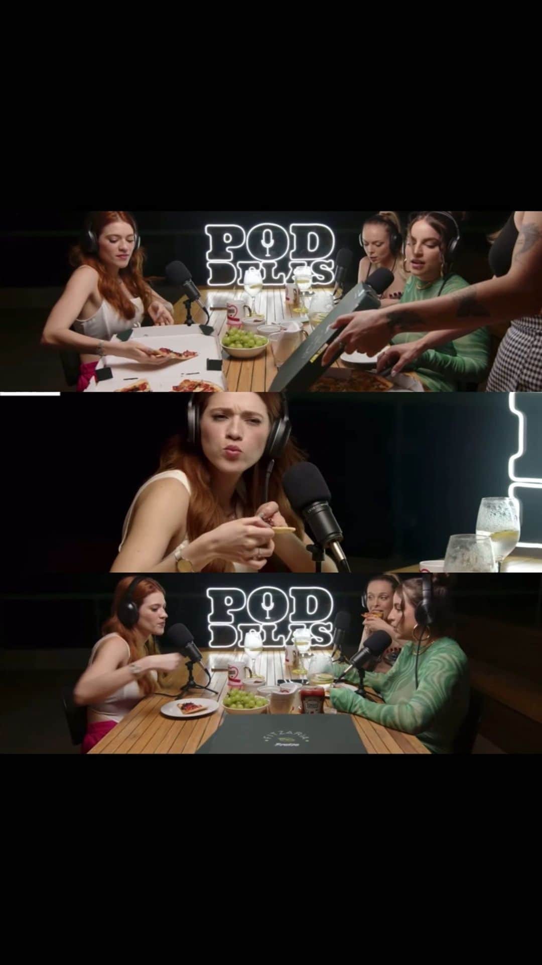 Rachel Apollonioのインスタグラム：「A nossa pizza fit fez presença no @poddelas e a @tata @boounzueta e @anaclaraac super aprovaram 💚  nós amamos esses feedbacks gostosos!  Para quem quiser provar temos 20% de desconto no primeiro pedido com o código RacheLapa 🍕」