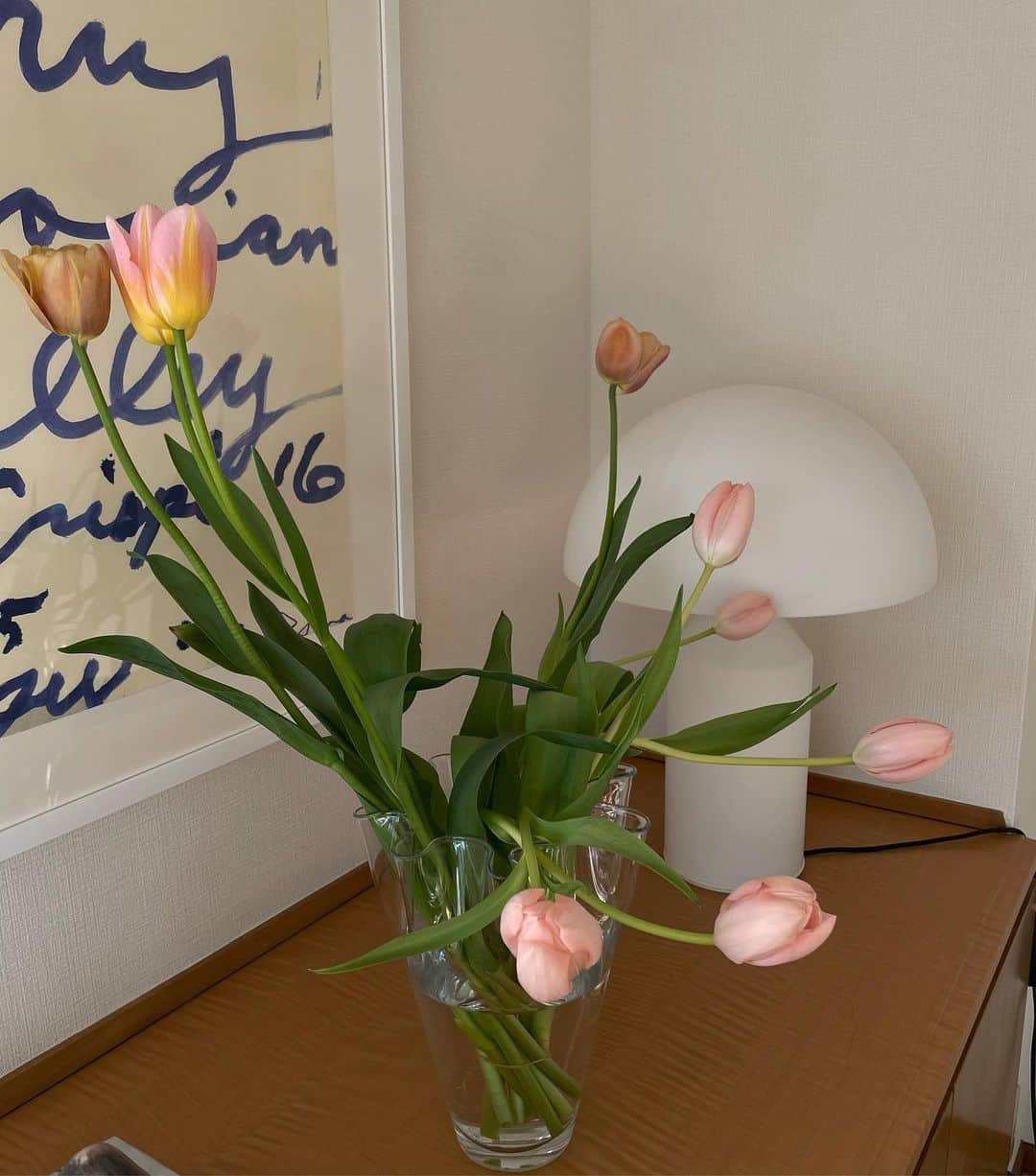 正中雅子のインスタグラム：「🌷🌷🌷  いろんな方向に元気☺︎  #masaco_interior  #tulip」