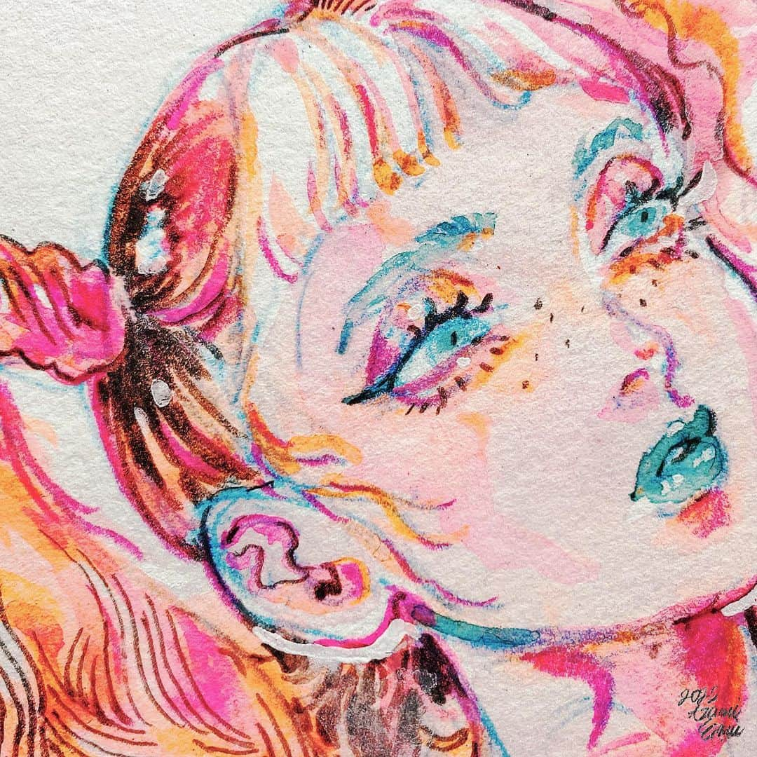 eimiさんのインスタグラム写真 - (eimiInstagram)「🧡💗🤍🍣🥫🧶#水彩イラスト#水彩插畫#イラストレーション#eimi#AzamiEimi#illustration#drawing#girlsillustration#artwork#watercolorpainting#newretoro」2月25日 0時52分 - mqv_eimi