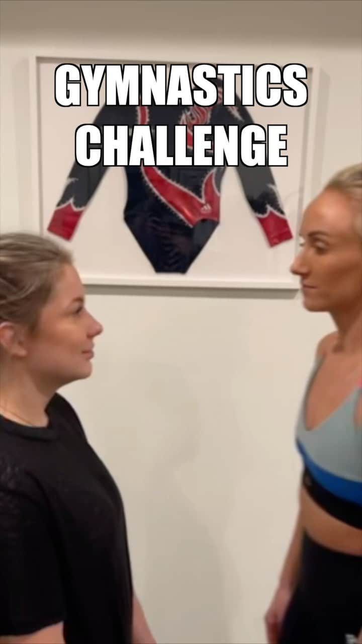 ショーン・ジョンソンのインスタグラム：「THIS HURT!! lol fun challenges with @nastialiukin #gymnastics #challenges #olympics」