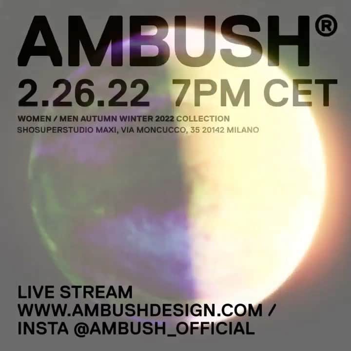 VERBALのインスタグラム：「いよいよミラノにてAMBUSH®︎ AW22コレクションが発表されます！  日本時間午前3時(2.27)となりますが、宜しければwww.ambushdesign.com 又は @ambush_official インスタライブにてご覧ください🙇  #Repost @yoon_ambush ・・・ 1 day to go! 🪐  2.26.2022 7PM CET LIVE STREAM on www.ambushdesign.com + @ambush_official INSTA」