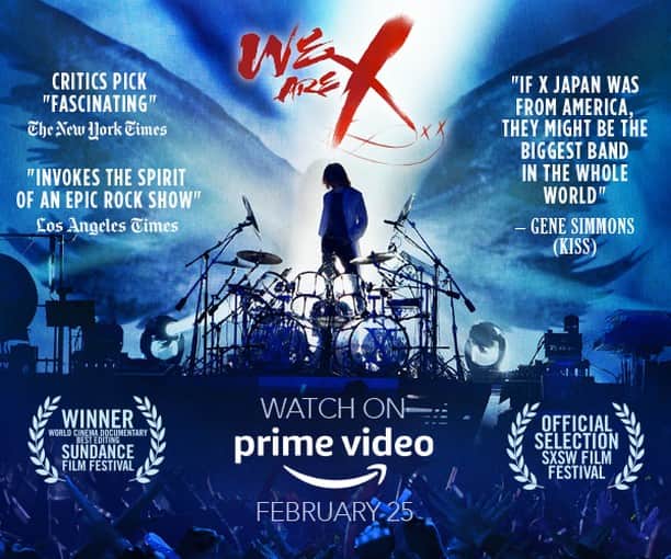 X Japanのインスタグラム：「#WeAreX is now available to watch on #PrimeVideo in the US for the first time ever! Come check it out and don't forget to leave a review!   #XJAPAN #YOSHIKI  https://www.amazon.com/dp/B01MV0HL30」