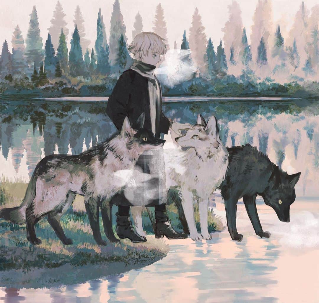 tonoさんのインスタグラム写真 - (tonoInstagram)「#atthelake #illustration #wolf」2月26日 21時14分 - rt0no