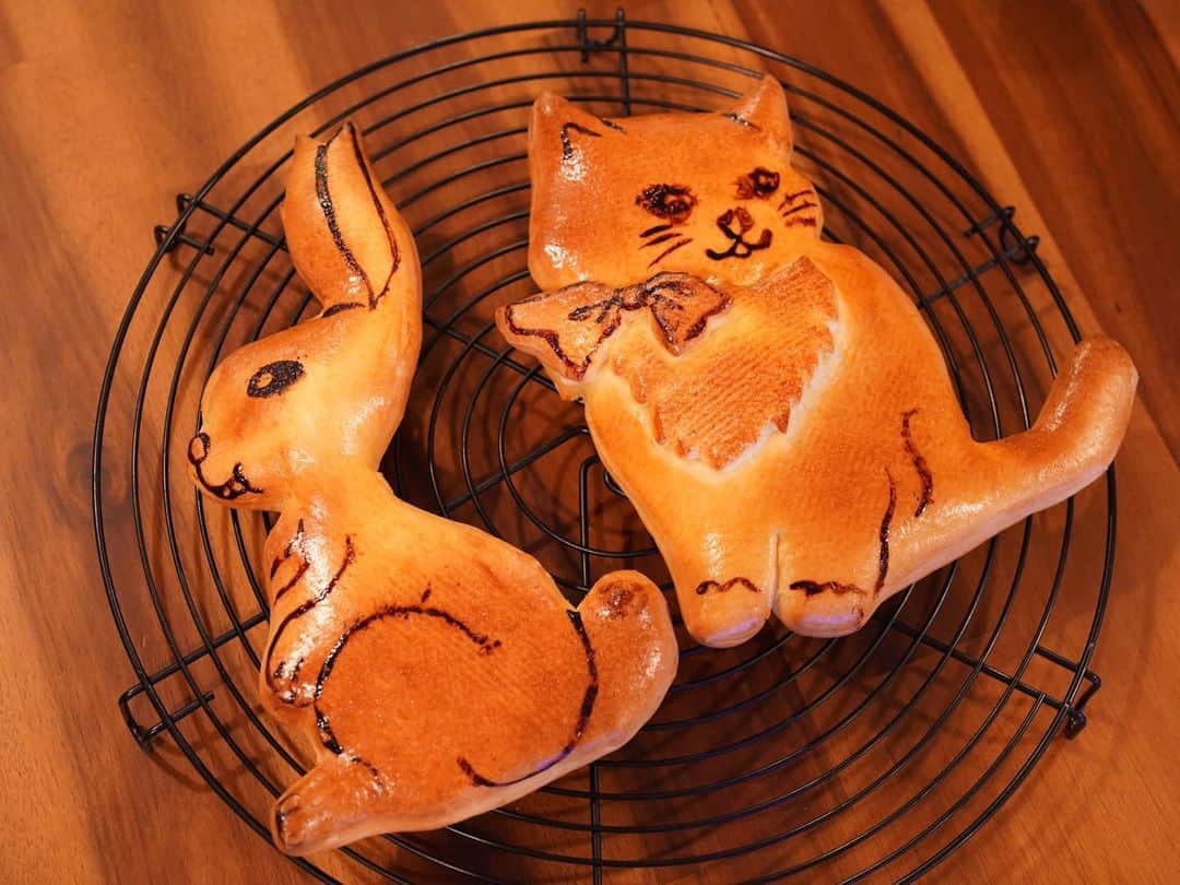 植田佳奈のインスタグラム：「#工芸パン #パン教室 #ホームメイドクッキング #猫の日 #パン作り」