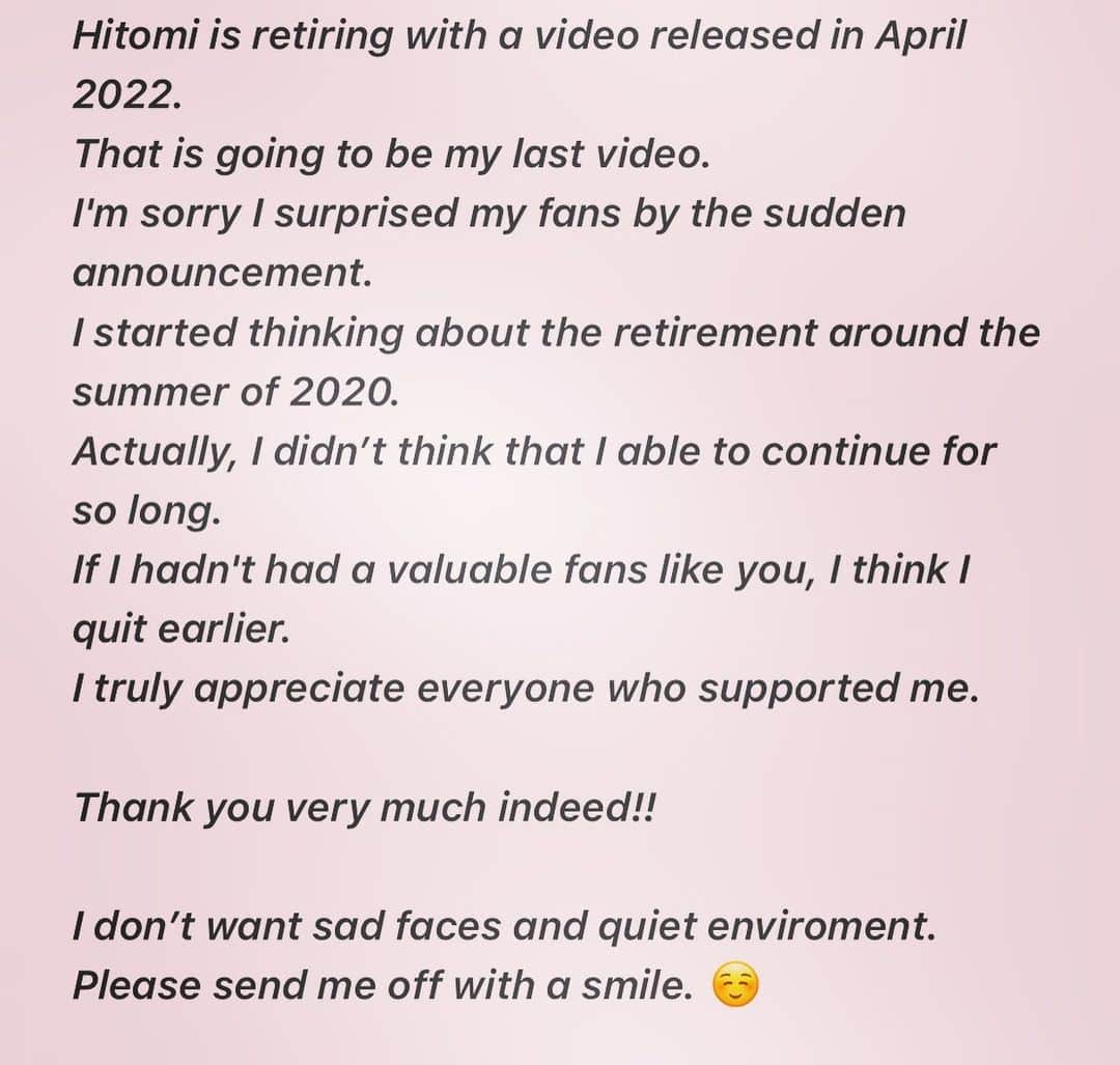 Hitomi（田中瞳）さんのインスタグラム写真 - (Hitomi（田中瞳）Instagram)「I have an important news to everyone who always supports me. 皆様へ 大切なお知らせです。」2月28日 21時00分 - official_hitomitanaka