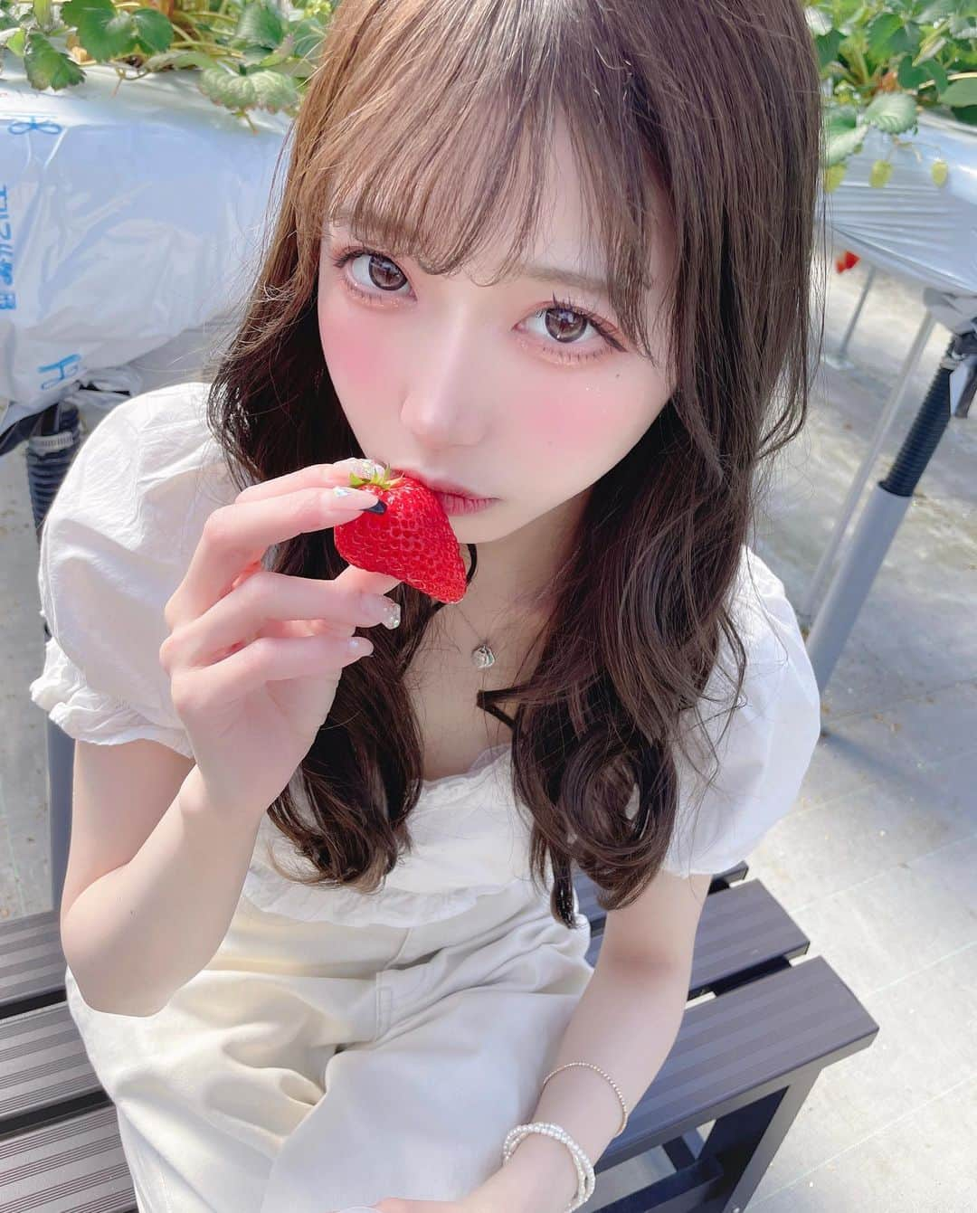 あやちゃんさんのインスタグラム写真 - (あやちゃんInstagram)「いちご狩り🍓🍓💗🥰 時間無制限はほんとに最高すぎた🙏🏻 練乳、ホイップクリーム、チョコソースもかけ放題🤍 沢山食べたはずなのに飽きないいちごってすごいなあ🍓✩°｡⋆♡*°  #いちご狩り #いちごスイーツ #イチゴ狩り #苺狩り #いちご狩り🍓 #いちご農家 #いちご狩りコーデ #ホワイトコーデ #オールホワイト #いちご畑 #苺畑 #イチゴパフェ #イチゴスイーツ #千葉いちご狩り #千葉観光 #千葉グルメ #石橋農園 #木更津 #strawberry #春コーデ #ホワイトデニム #千葉 #グルメ女子」3月1日 20時27分 - aya.you.love.r