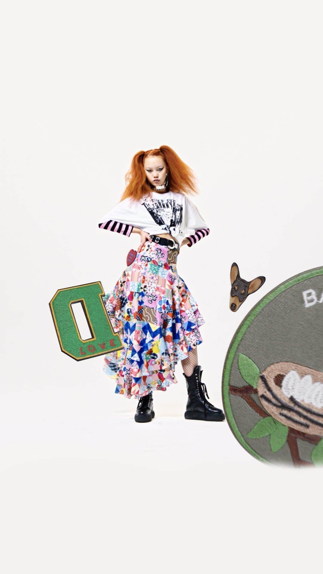デシグアルのインスタグラム：「We’re MORE than excited! Our new collaboration with @officiallibertine founder and revolutionary L.A. designer @johnsonhartig is OUT NOW.  ➕ More is más ➕ More colour, more collage, more patchwork, more mixing… more #DesigualXJohnsonHartig! Talent: @jbaiboon Stylist: @albamelendo」