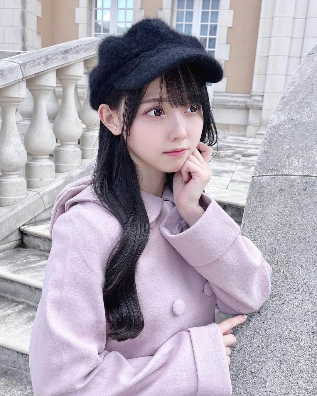 松本ももなさんのインスタグラム写真 - (松本ももなInstagram)「♡3月も好き??🌸  あっという間に春になりそうだね -⁽ -´꒳`⁾-♡ 3月もよろしくね♥  ピンクに合ってますか？💗🤍ིྀ 春も可愛いお洋服をたのしみたいです💕  @larmemagazine @missmine_official #LARME #ラルム #missmine #ミスマイン #girly #girlygirl #キャスケット #コート #清楚系女子 #清楚 #ガーリー #ガーリーコーデ #japanesegirl #kawaiigirl」3月1日 23時31分 - momona.1012