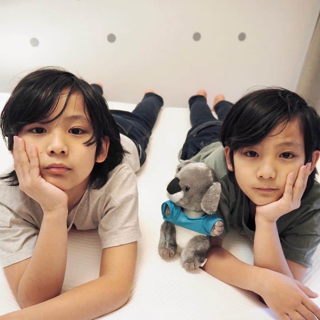 のインスタグラム：「♡ 昨日から少しずつ暖かくなってきて 今日から2人も上着なしで学校へ♡ このまま暖かくなって欲しいなぁ ♡ 今週末は久々に2人の大好きな場所に遊びに行くので 私も楽しみ♡♡ * * #寝癖つき写真の免許証準備万端😌 ♡ #双子#小学5年生#小学生男子」