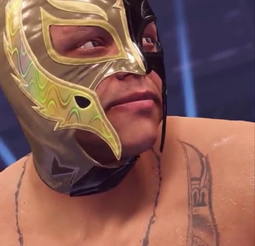 レイ・ミステリオ・ジュニアのインスタグラム：「Are YOU ready to wear the mask? Relive my legendary career and hit the ropes in some of my greatest matches in #WWE2K22's Showcase Mode! #ItHitsDifferent #Ad  @wwegames」