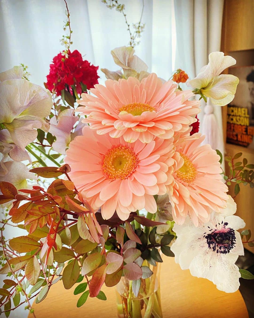 橋本真実のインスタグラム：「春だ〜  現場が無事にアップいたしましてお花を頂きました。 わたしにまでこんな立派なお花を、、、ありがとうございます。泣 放送が楽しみだなぁ とても面白い作品ですよー！！またお知らせさせてくださいっ🙋‍♀️ #春」