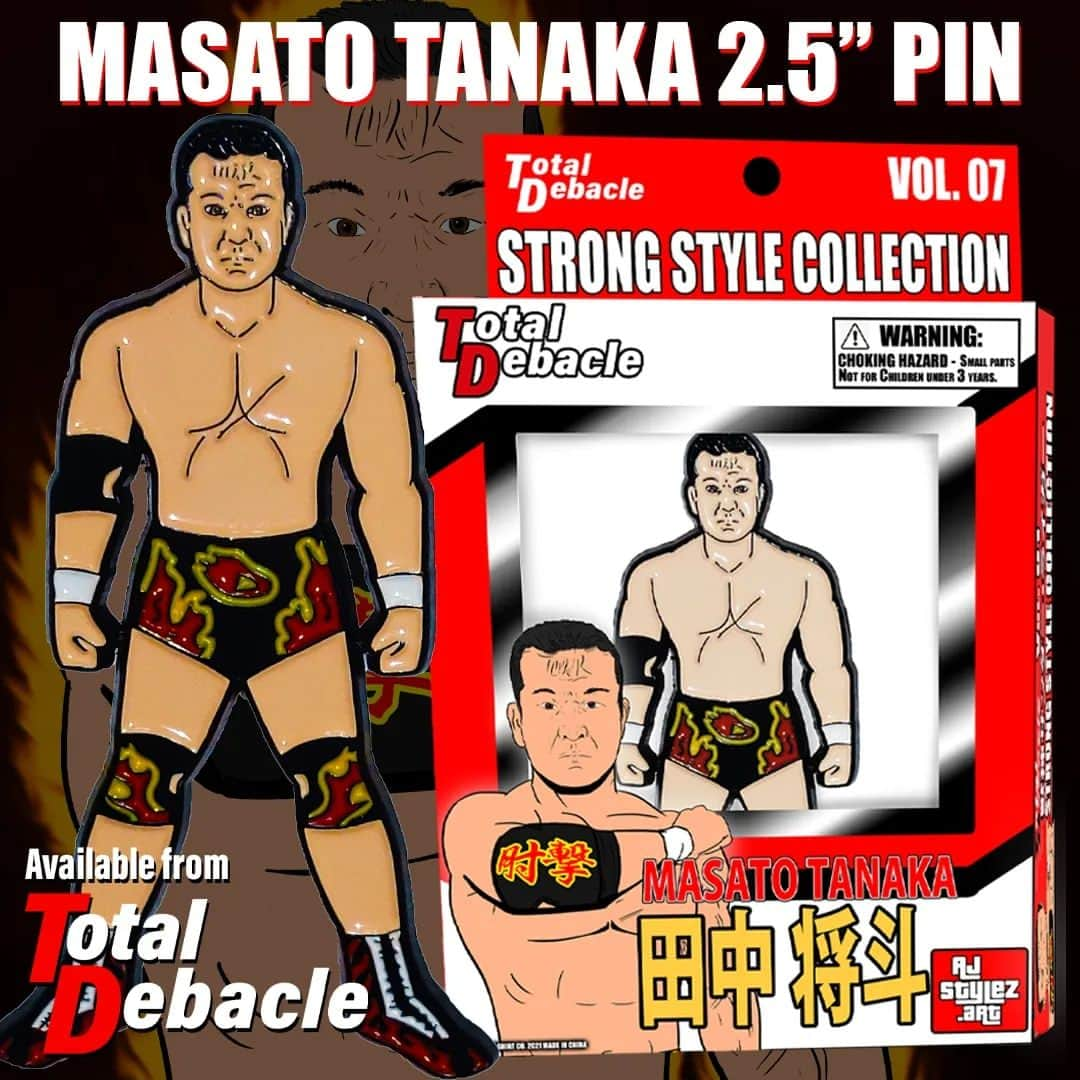 田中将斗のインスタグラム：「Small amount online now! After that only available from Tanaka in Japan.  . . . . . #masatotanaka #tanaka #fmw #frontiermartialartswrestling #ecw #extremechampionshipwrestling #prowrestlingnoah #wrestlingpins #enamelpins #lapelpins #totaldebacle」