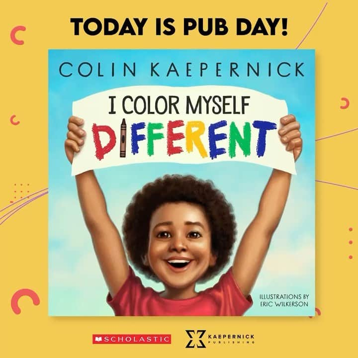 コリン・キャパニックのインスタグラム：「Today is #IColorMyselfDifferent's official PUB DAY!  I hope that this book inspires and empowers young people--especially Black and Brown youths--to live with confidence & strength in all they do.  Available at KaepernickPublishing.com and wherever books are sold.」