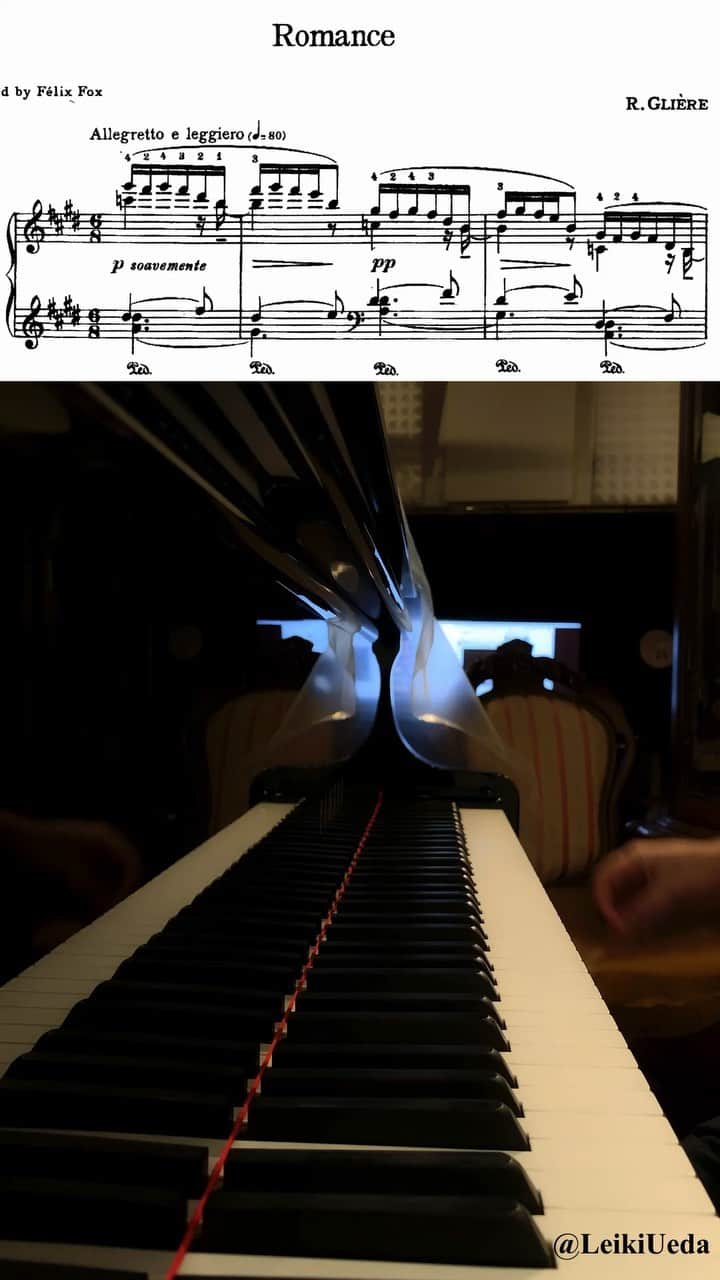 Leiki Uedaのインスタグラム：「Reinhold Gliere - Romance, Op.16  Gliere’s pianism is very characteristic and romantic. Love practicing this.」
