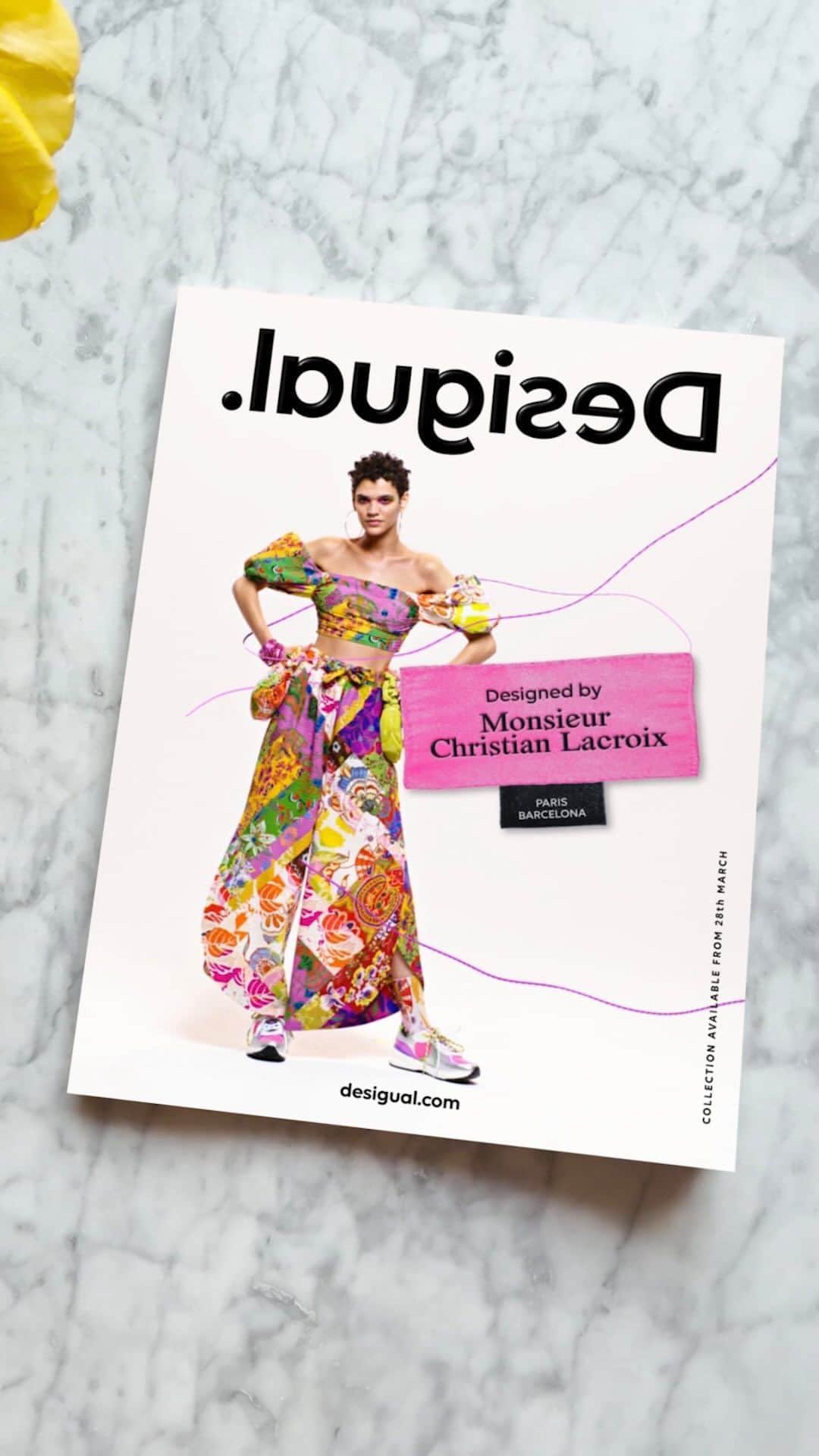 デシグアルのインスタグラム：「April’s good news 📰 Issue 2 is hot off the press 🌸 #DesigualxMrChristianLacroix Only in selected stores!」