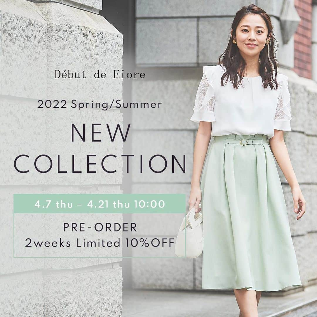 Debut de Fioreさんのインスタグラム写真 - (Debut de FioreInstagram)「⁡ ⁡ 【Debut de Fiore 2022 Spring/Summer NEW COLLECTION】   2022 Spring/Summer NEW COLLECTIONのLOOK BOOK が公開👒 ⁡ 江藤百香さんが着るDebut de Fioreの5月発売の初夏の新作Styleです♪ ⁡ プロフィールのURLよりぜひcheckしてください😊✨     ✦ご予約10％OFF開催✦ オンラインストア▶ 4/7(木)10：00～21 (木)10：00   Shop▶ 4/7(木)～20(水) ※ご購入時に10％OFFとなります。（Shopは発売日より2週間後までのお買い上げに限ります。） ※詳しくは各店staffまでお問合せください。   有楽町マルイ店にてサンプル展示も行います✨ ぜひ足を運んでみてください♪ ⁡ ⁡ ⁡ ⁡ ⁡ #レッセパッセ #laissepasse #デビュードフィオレ #debutdefiore  #laissepasseonlinestore #レッセパッセオンラインストア #新作 #ワンピース #ワンピースコーデ #スカート #スカートコーデ #ニット #ニットコーデ #ブラウス #ブラウスコーデ #お出かけ #お出かけコーデ  #オフスタイル #お仕事スタイル #お仕事コーデ #通勤 #通勤コーデ #2022ss #2022springsummer #lookbook #preorder #江藤百香 さん」4月4日 12時19分 - debutdefiore