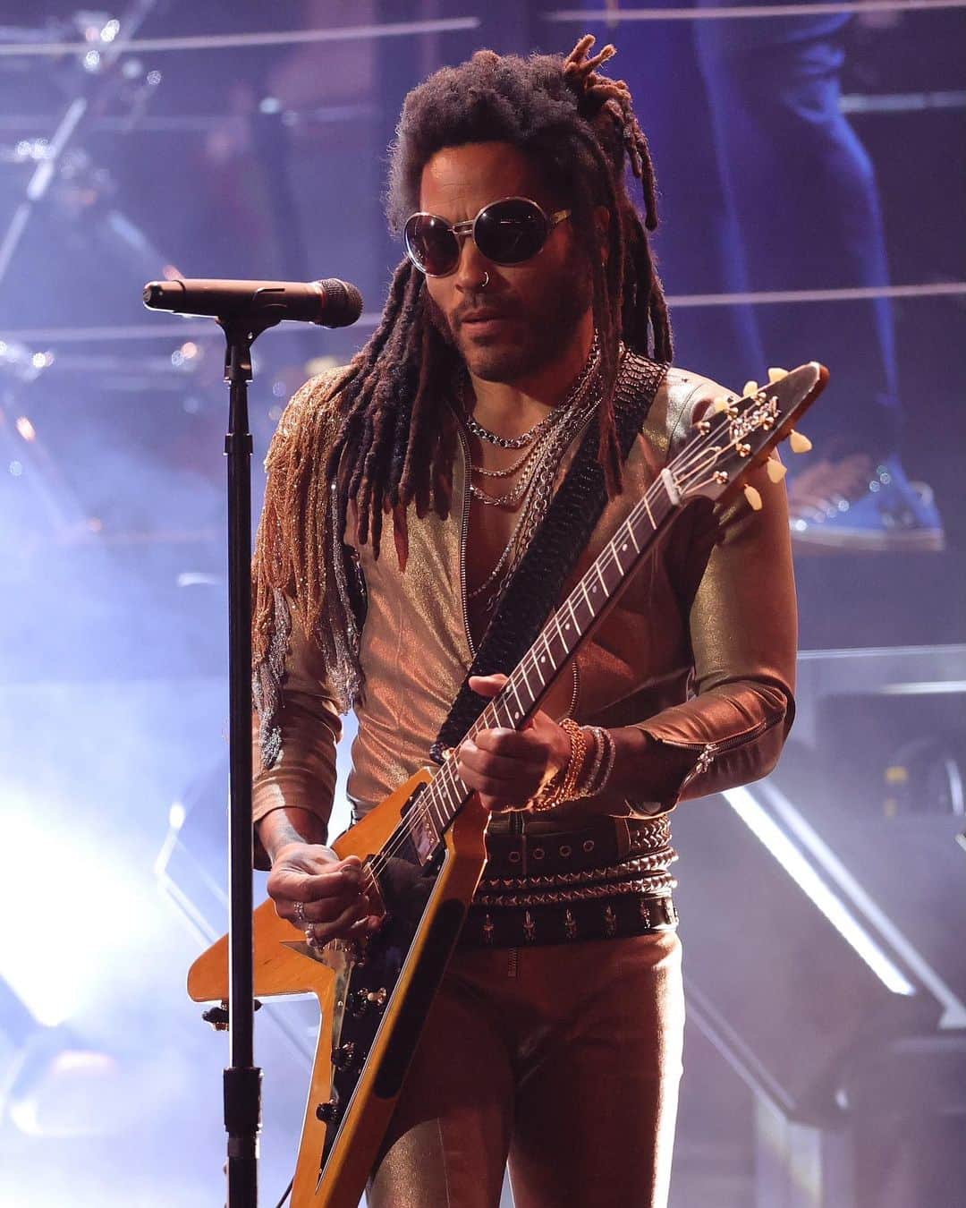 クロムハーツのインスタグラム：「+ @lennykravitz in custom Chrome Hearts leather jumpsuit n’ accessories for his performance at the Grammys +」
