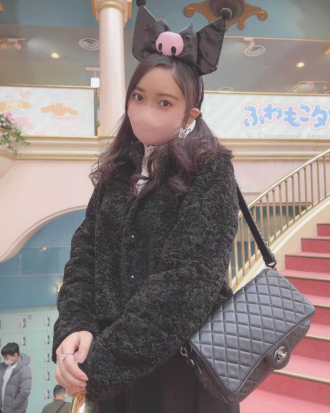 奥原妃奈子のインスタグラム：「ピューロランドに前に行った時の🥺クロミちゃんにしたよ🖤」