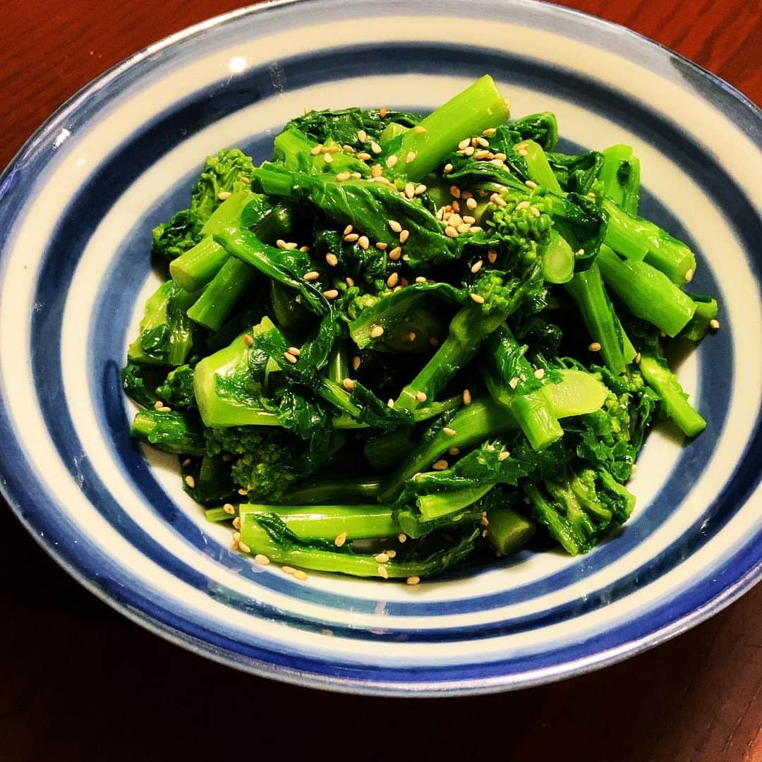 志摩有子さんのインスタグラム写真 - (志摩有子Instagram)「副菜は菜の花の辛子酢醤油あえ。春ですな。  #菜の花 #菜の花の辛子和え  #春の味 #副菜の鬼」3月12日 21時35分 - ariko418