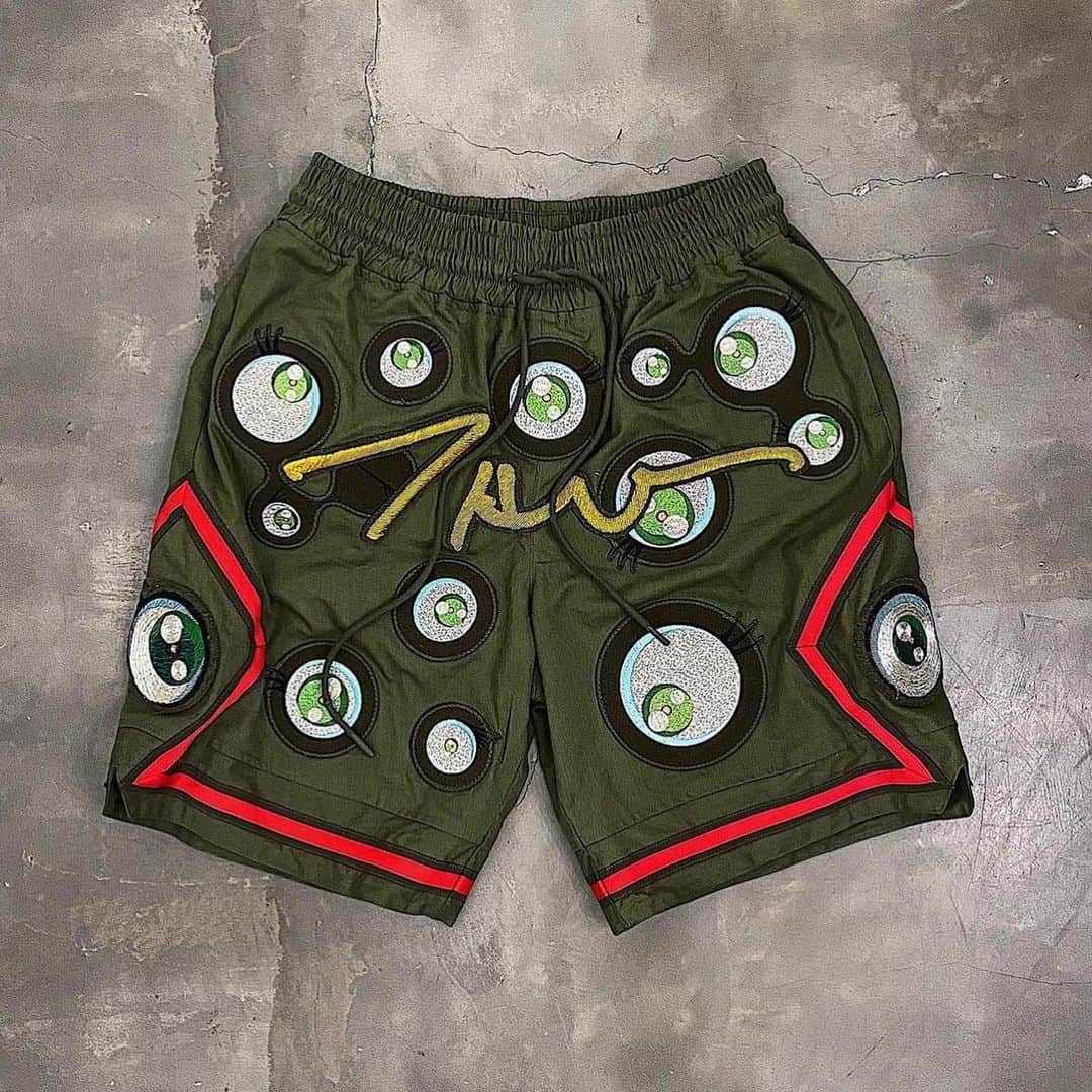 細川雄太のインスタグラム：「READYMADE x TAKASHI MURAKAMI “めめめBasketball short” Tomorrow @tonari_no_zingaro  @cherry__fukuoka」