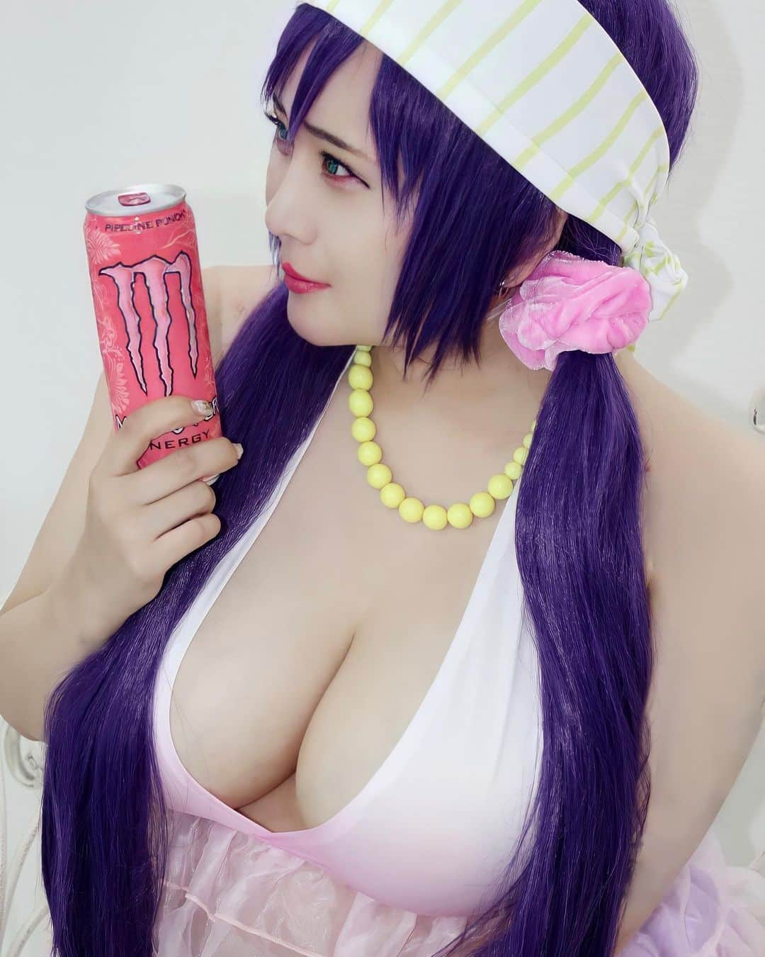 saiちゃんはにさいのインスタグラム：「#東條希 #ラブライブ #lovelive #コスプレ #cosplay #モンスターエナジー #monsterenergy #モンエナピンク #러브라이브 #夏色えがおで12jump #のんたん」