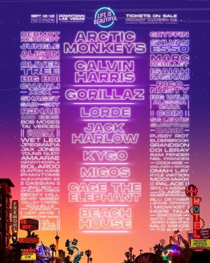 Migosのインスタグラム：「Vegas Gang, catch us at @lifeisbeautiful in Las Vegas September 16-18, 2022! Tickets go on sale this Friday, March 18 @ 10am PT #LifeisBeautiful2022」