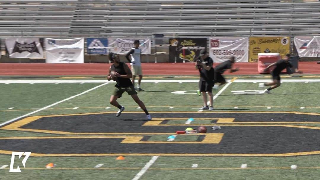 コリン・キャパニックのインスタグラム：「Here’s a few clips from yesterday’s workout with @tdlockett12 and his brother Sterling Lockett.  The full workout is in my bio.   We are back at it today with @footwork_king and his guys on ig live later today.」