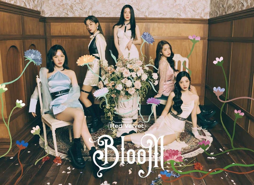 永瀬由衣のインスタグラム：「Red Velvet JAPAN 1st Full Album "Bloom" アートディレクション担当しました🌷 憧れのガールズグループだったのでとても嬉しかったです🌷 リモート撮影は貴重な経験となりました🙏  本国でのアルバムもリリースされるみたいで、どちらも楽しみ❤️ 4.6 RELEASE!!  Illust : Momoko Nakamura @nakamuramomoko_ill  Logo : Hiroki Nishi @24megane」